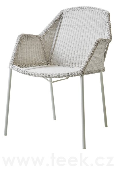 Cane-line Stohovatelné jídelní křeslo Breeze, Cane-line, 60x62x83 cm, rám kov barva white grey, výplet umělý ratan barva white grey