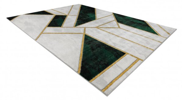 Koberec EMERALD exkluzivní 1015 glamour, styl marmur, geometrický lahvově zelený/zlatý