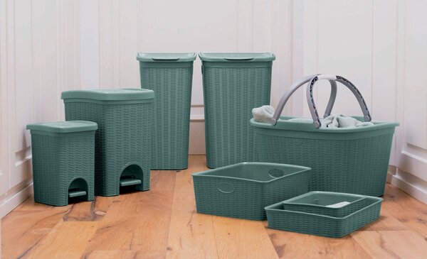 STEFANPLAST Košík Elegance L, 35,5x26x6cm, zelenošedý