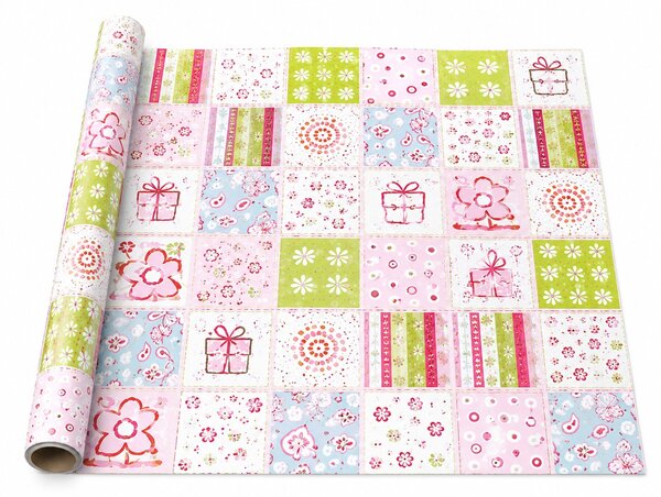 Dárkový balicí papír patchwork – barevný, 5 × 0,7 m 8000021-1