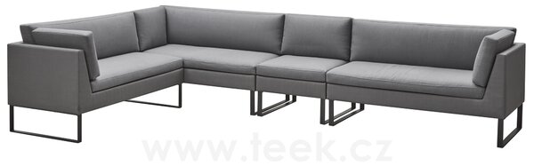 Cane-line Ukončovací/rohový 2-místný pravostranný díl Flex, Cane-line, 154x76x85 cm, rám lakovaný hliník, potah venkovní látka Tex grey, sedáky venkovní látka Natté grey