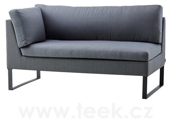 Cane-line Ukončovací/rohový 2-místný pravostranný díl Flex, Cane-line, 154x76x85 cm, rám lakovaný hliník, potah venkovní látka Tex grey, sedáky venkovní látka Natté grey