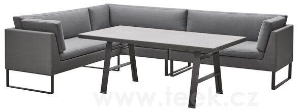 Cane-line Ukončovací/rohový 2-místný pravostranný díl Flex, Cane-line, 154x76x85 cm, rám lakovaný hliník, potah venkovní látka Tex grey, sedáky venkovní látka Natté grey
