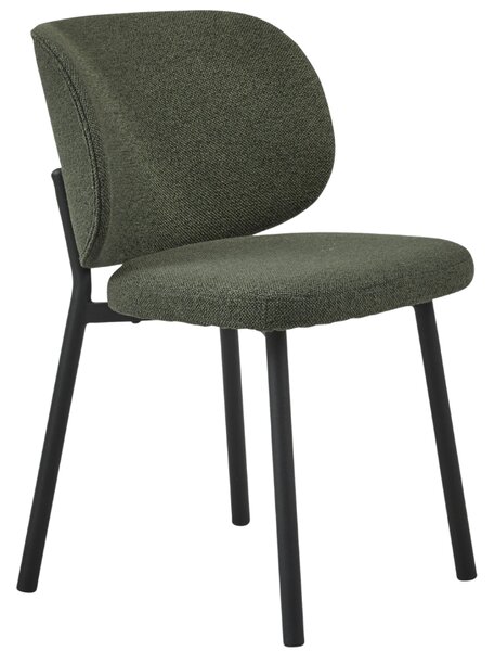 Tmavě zelená čalouněná bouclé jídelní židle Unique Furniture Swan