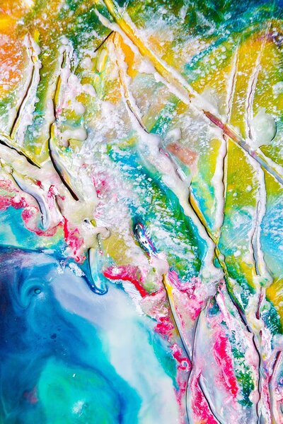 Abstraktní proudění tyrkysu a zlata – Jednodílný obraz, 40 × 60 cm