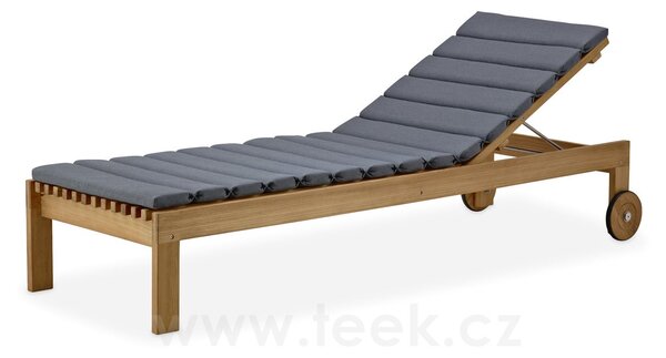 Cane-line Teakové stohovatelné polohovací lehátko s kolečky Amaze, Cane-line, 215x77x36 cm