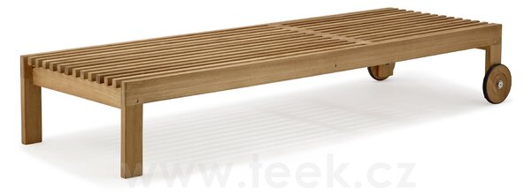 Cane-line Teakové stohovatelné polohovací lehátko s kolečky Amaze, Cane-line, 215x77x36 cm