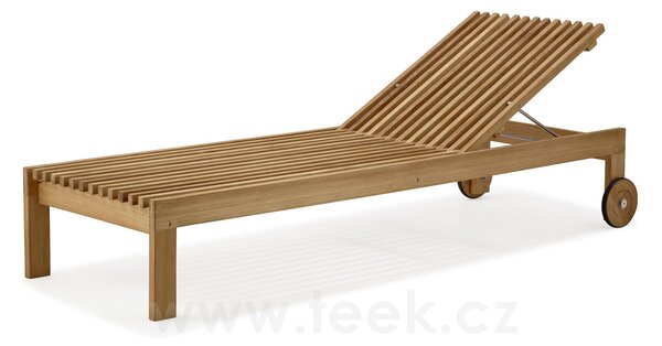 Cane-line Teakové stohovatelné polohovací lehátko s kolečky Amaze, Cane-line, 215x77x36 cm