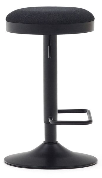Černé čalouněné barové stoličky v sadě 2 ks s nastavitelnou výškou (výška sedáku 53,5 cm) Zaib – Kave Home