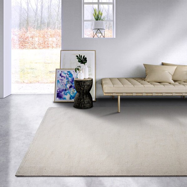 Krémový ručně tkaný koberec s příměsí vlny 80x150 cm Pradesh Natural White – Elle Decoration