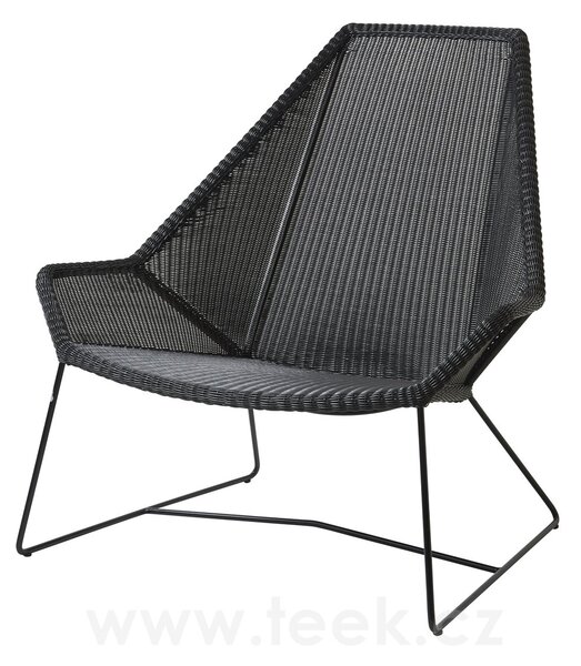 Cane-line Nízké křeslo s vysokou zádovou opěrkou Breeze, Cane-line, 98x87x98 cm, rám kov barva white grey, výplet umělý ratan barva white grey