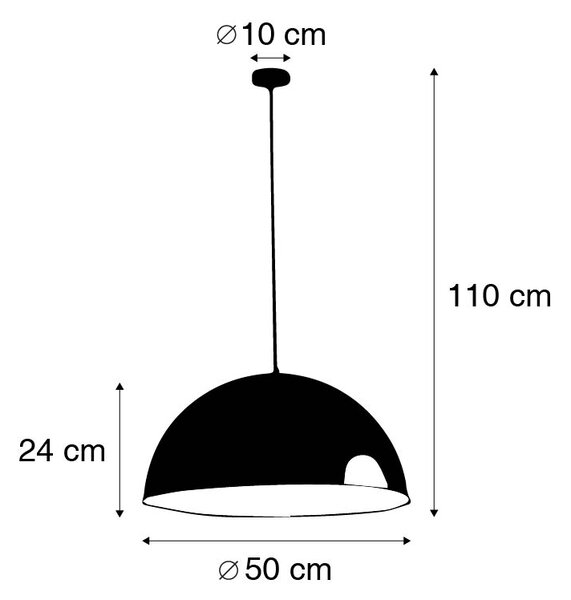 Černé szlatým průmyslové závěsné svítidlo 50 cm - Magna Eco