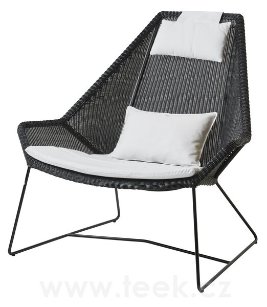 Cane-line Nízké křeslo s vysokou zádovou opěrkou Breeze, Cane-line, 98x87x98 cm, rám kov barva white grey, výplet umělý ratan barva white grey