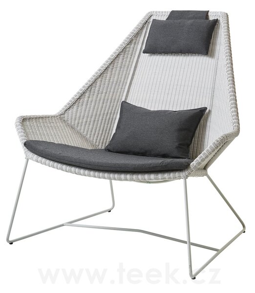 Cane-line Nízké křeslo s vysokou zádovou opěrkou Breeze, Cane-line, 98x87x98 cm, rám kov barva white grey, výplet umělý ratan barva white grey