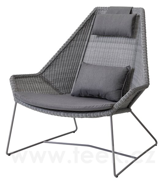 Cane-line Nízké křeslo s vysokou zádovou opěrkou Breeze, Cane-line, 98x87x98 cm, rám kov barva white grey, výplet umělý ratan barva white grey