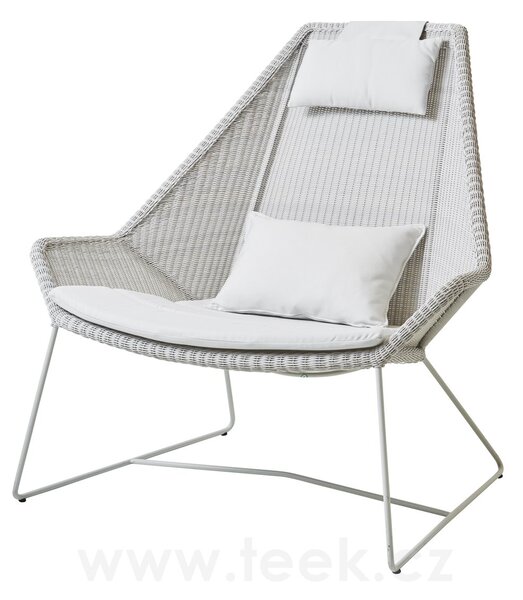 Cane-line Nízké křeslo s vysokou zádovou opěrkou Breeze, Cane-line, 98x87x98 cm, rám kov barva white grey, výplet umělý ratan barva white grey