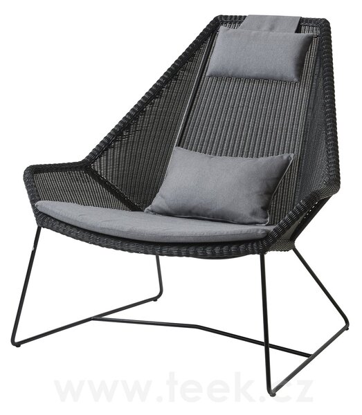 Cane-line Nízké křeslo s vysokou zádovou opěrkou Breeze, Cane-line, 98x87x98 cm, rám kov barva white grey, výplet umělý ratan barva white grey