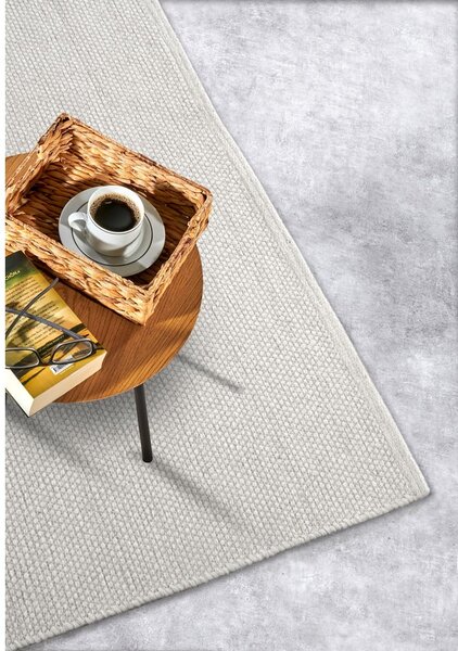 Krémový ručně tkaný běhoun s příměsí vlny 80x200 cm Pradesh Natural White – Elle Decoration