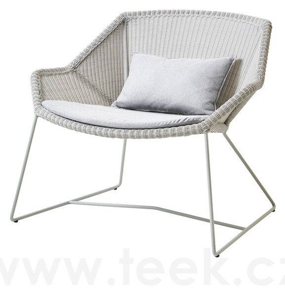 Cane-line Nízké křeslo Breeze, Cane-line, 87x72x73 cm, rám kov barva white grey, výplet umělý ratan barva white grey