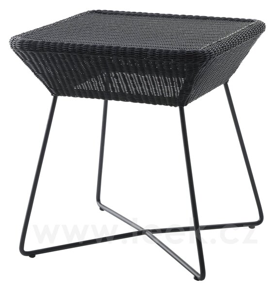 Cane-line Odkládací stolek Breeze, Cane-line, čtvercový 50x50x50 cm, rám kov barva black, výplet umělý ratan barva black