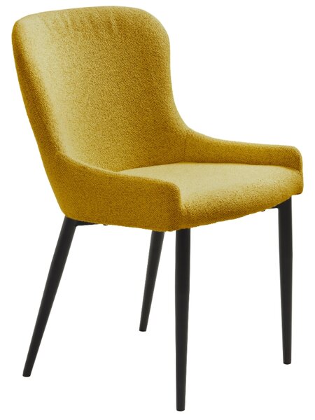 Hořčicově žlutá čalouněná bouclé jídelní židle Unique Furniture Ontario