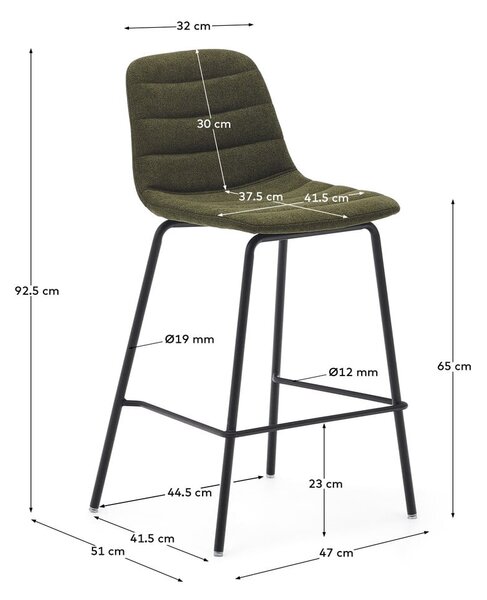 Tmavě zelené barové židle v sadě 2 ks 92,5 cm Zunilda – Kave Home