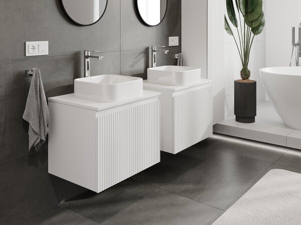 Mexen Rivel, koupelnová skříňka 60 cm, 1 zásuvka, drážkovaná, bílá matná, 91A20-06047-1-BF01