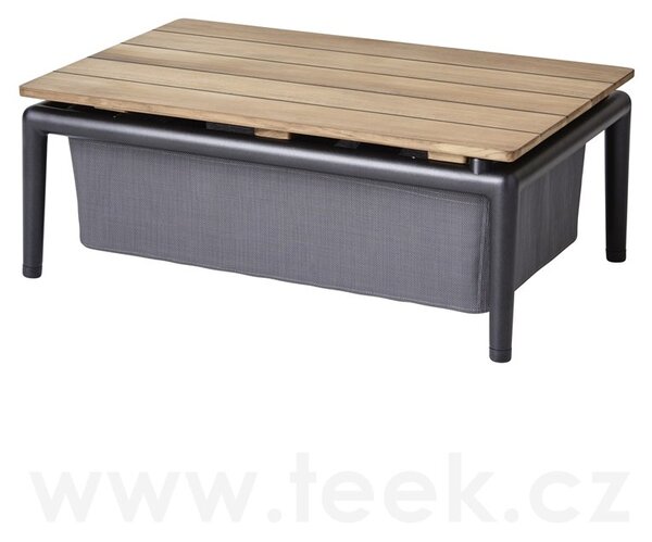 Cane-line Konferenční stolek s úložným prostorem Conic, Cane-line, obdélníkový 74x52x30 cm, rám hliník barva grey, deska teak