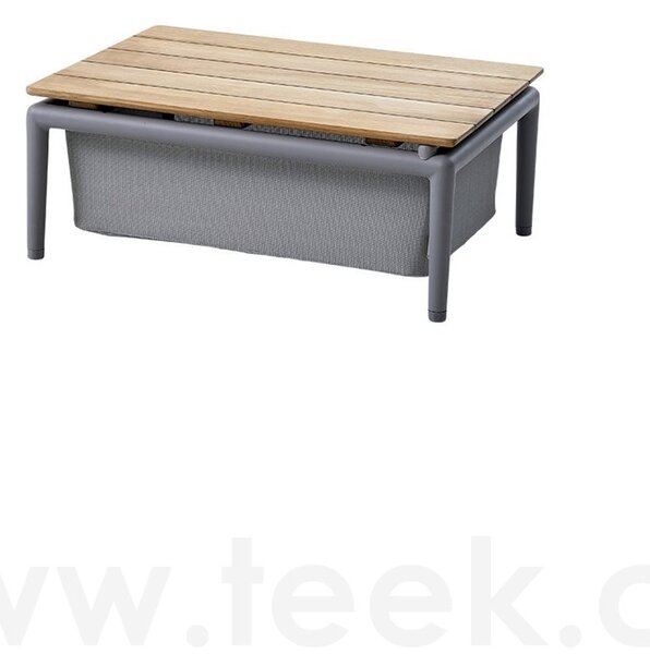Cane-line Konferenční stolek s úložným prostorem Conic, Cane-line, obdélníkový 74x52x30 cm, rám hliník barva grey, deska teak