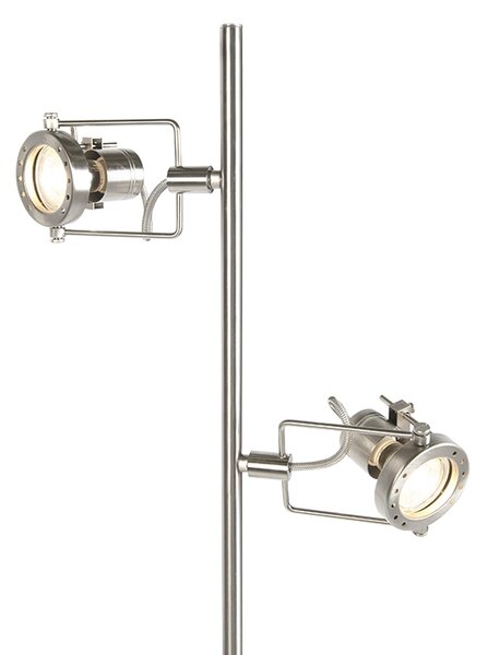 Průmyslová stojací lampa z oceli 2-světlo - Suplux