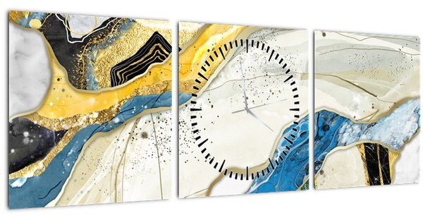 Obraz - Barevný mramor (s hodinami) (90x30 cm)