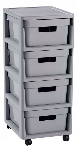 Regál Curver Infinity 4x11L se zásuvkami světle šedý