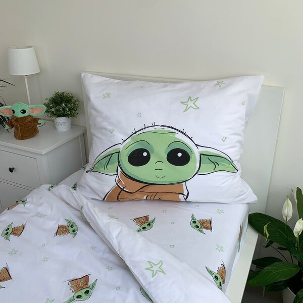 Bavlněné dětské povlečení na jednolůžko 140x200 cm Star Wars Baby Yoda – Jerry Fabrics