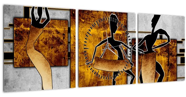 Obraz - Motivy Africké kultury (s hodinami) (90x30 cm)