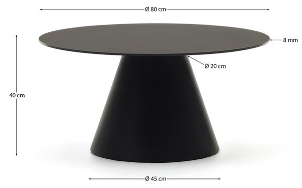 Černý kulatý konferenční stolek se skleněnou deskou ø 80 cm Wilshire – Kave Home
