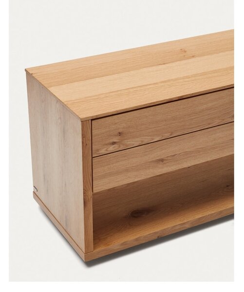 TV stolek v dekoru dubu v přírodní barvě 200x51 cm Alguema – Kave Home