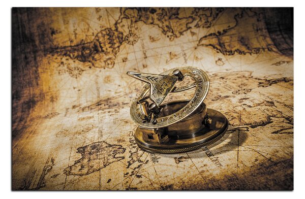 Obraz na plátně - Kompas na mapě antického světa 1999FA (60x40 cm)
