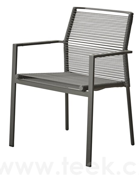 Cane-line Stohovatelné jídelní křeslo Edge, Cane-line, 59x60x83 cm, rám hliník anthracite, výplet lanko barva anthracite