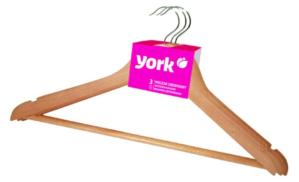 YORK Dřevěná ramínka 3 ks
