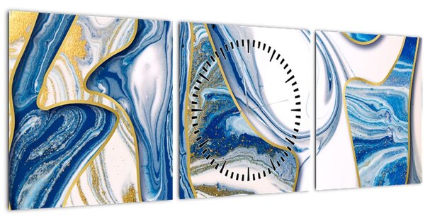 Obraz - Vlny z mramoru (s hodinami) (90x30 cm)