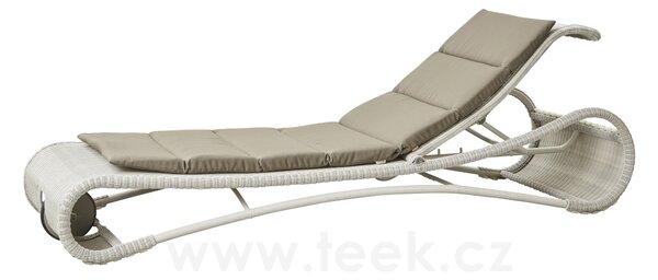 Cane-line Lehátko Escape, Cane-line, 217x72x28/103 cm, rám kov, výplet umělý ratan barva white grey