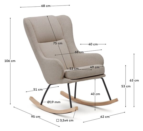 Béžové houpací křeslo z textilie bouclé Maustin – Kave Home