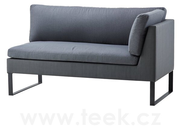 Cane-line Ukončovací/rohový 2-místný levostranný díl Flex, Cane-line, 154x76x85 cm, rám lakovaný hliník, potah venkovní látka Tex grey, sedáky venkovní látka Natté grey