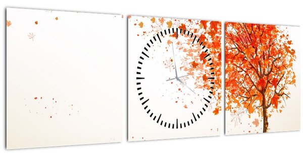 Obraz - Strom ve větru (s hodinami) (90x30 cm)