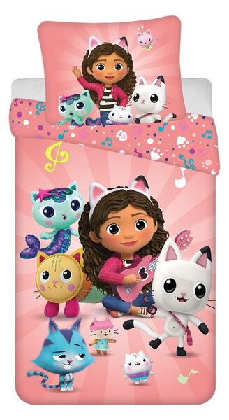 Bavlněné dětské povlečení na jednolůžko 140x200 cm Gabby's Dollhouse – Jerry Fabrics