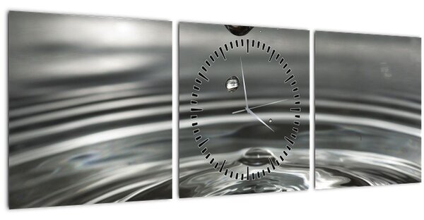 Obraz kapky vody (s hodinami) (90x30 cm)