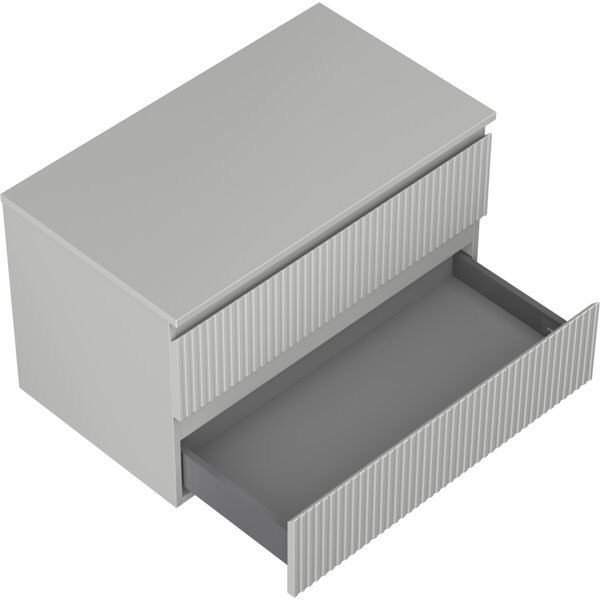 Mexen Rivel, koupelnová skříňka 80 cm s pracovní deskou, 2 zásuvky, drážkovaná, matná šedá, 91A20-08047-2-BFFC62