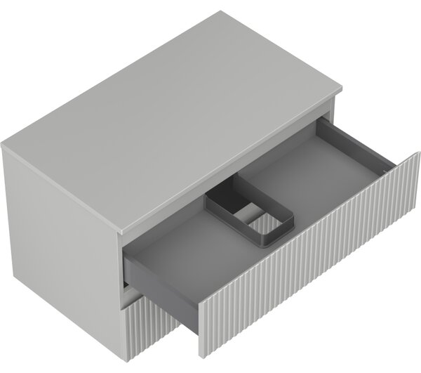 Mexen Rivel, koupelnová skříňka 80 cm s pracovní deskou, 2 zásuvky, drážkovaná, matná šedá, 91A20-08047-2-BFFC62