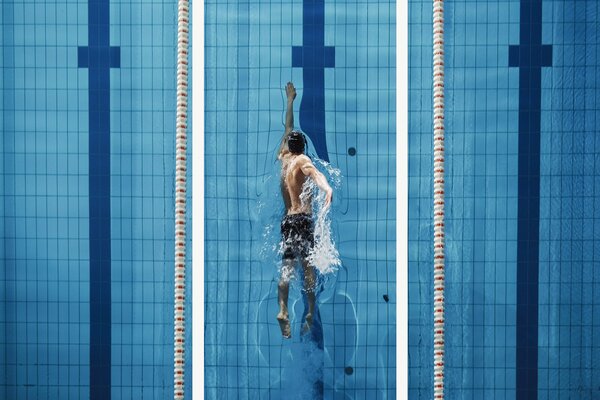 Plavec pod hladinou – Třídílný obraz A, 150 × 100 cm