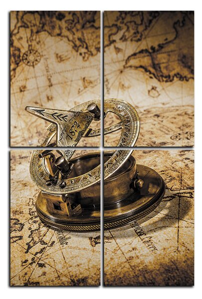 Obraz na plátně - Kompas na mapě antického světa - obdélník 799FD (90x60 cm)